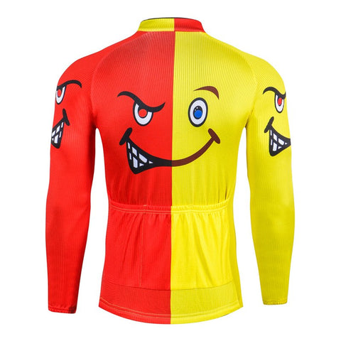 Image of Smiley Face Long Sleeve Cycling Jersey