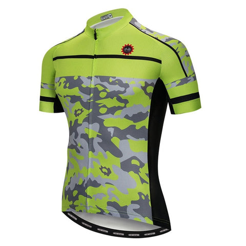 Image of Green Camouflage Cycling Jersey