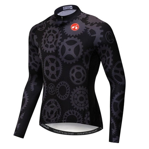 Image of Black Mechanical Long Sleeve Cycling Jersey