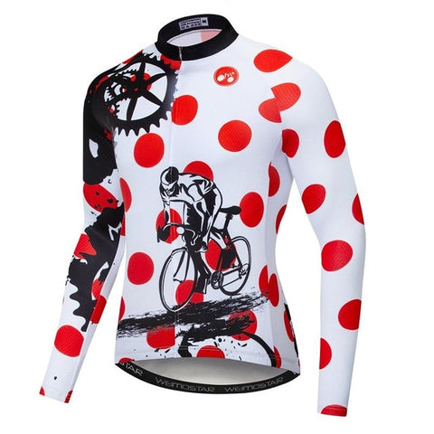 Image of Red Dots Long Sleeve Cycling Jersey