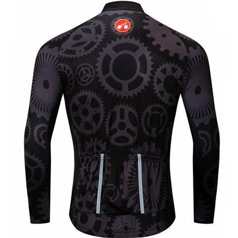 Image of Black Mechanical Long Sleeve Cycling Jersey