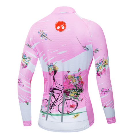 Image of Pink Women Long Sleeve Cycling Jersey
