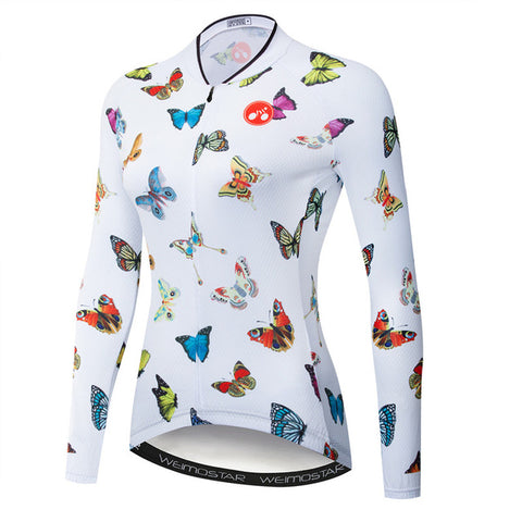 Image of Butterfly Long Sleeve Women Cycling Jersey