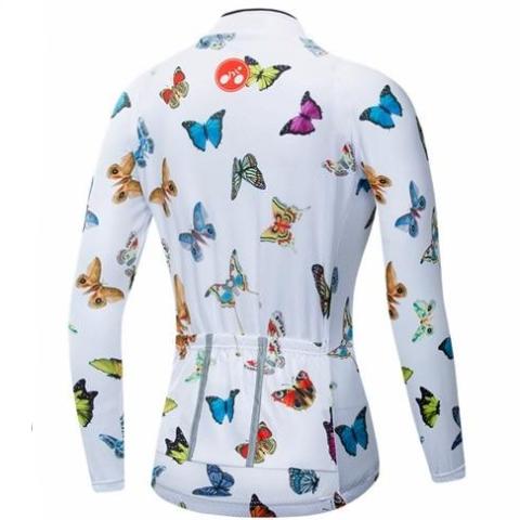 Image of Butterfly Long Sleeve Women Cycling Jersey