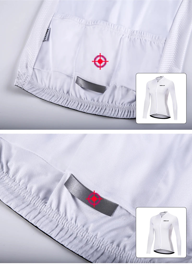 White Autumn Cycling Sweatshirt Set Women'S Long Sleeve Shirt MTB Jersey Womens Cycling Clothing Bicycle Maillot Ciclismo
