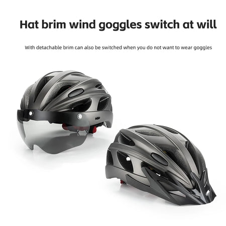 Cycling Helmet Men Women Bicycle Helmet Goggles Safety Headwear Visor Lens Ultralight MTB Road 58-65Cm Bike Helmets