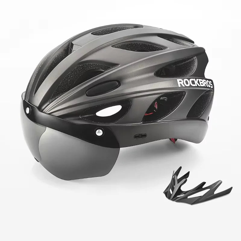 Cycling Helmet Men Women Bicycle Helmet Goggles Safety Headwear Visor Lens Ultralight MTB Road 58-65Cm Bike Helmets