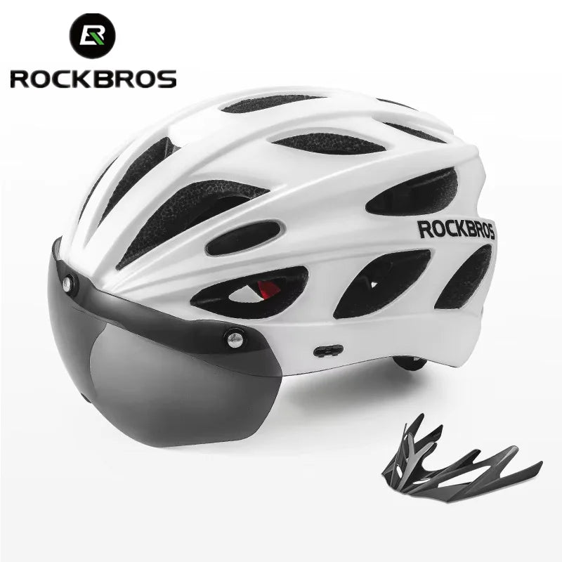 Cycling Helmet Men Women Bicycle Helmet Goggles Safety Headwear Visor Lens Ultralight MTB Road 58-65Cm Bike Helmets