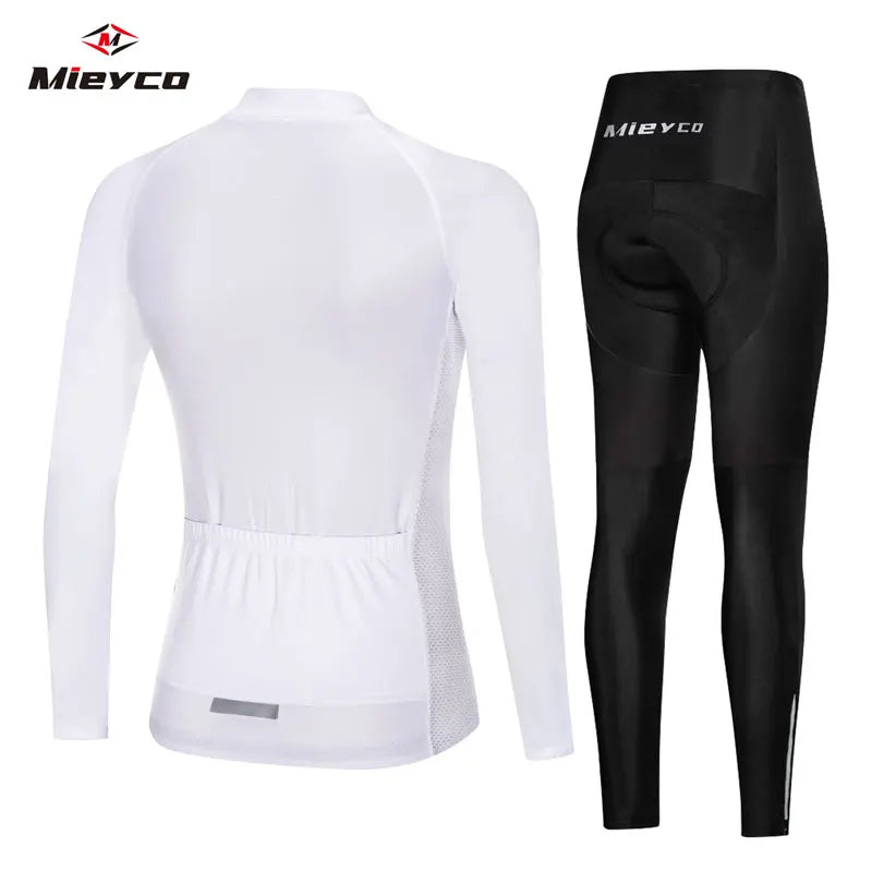 White Autumn Cycling Sweatshirt Set Women'S Long Sleeve Shirt MTB Jersey Womens Cycling Clothing Bicycle Maillot Ciclismo