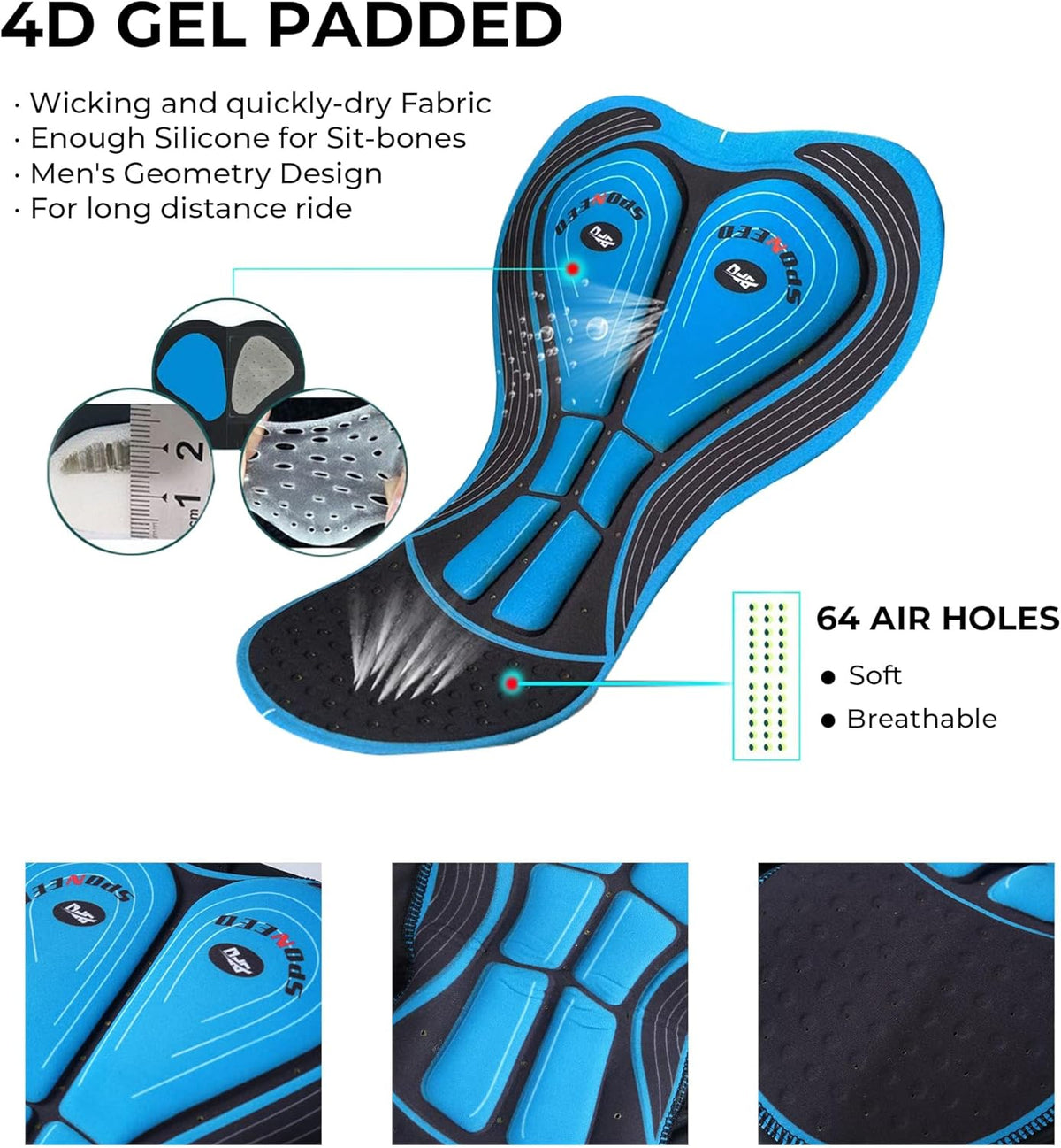 Men Bike Shorts Cushioned Biking Wear Gear Road Cycling Bottoms