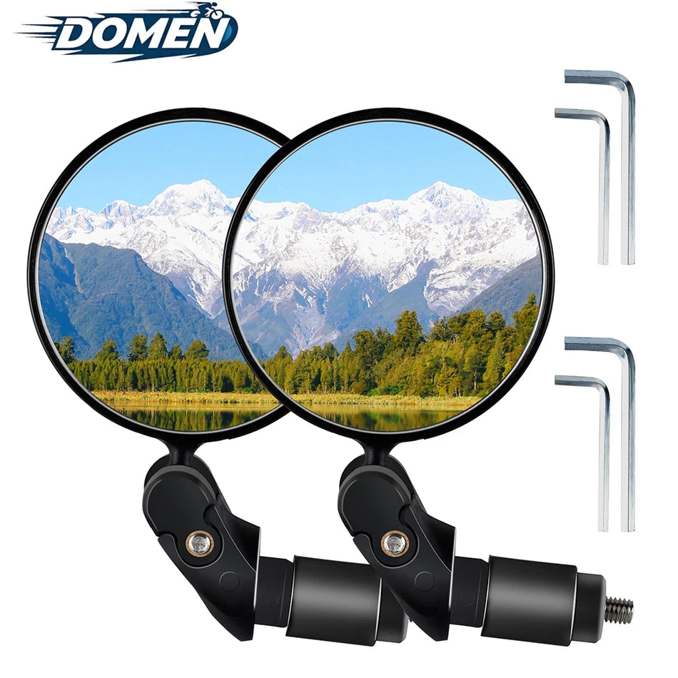 DOMEN Bicycle Rearview Mirror Bicycle Bar End Mirror 360° Rotating