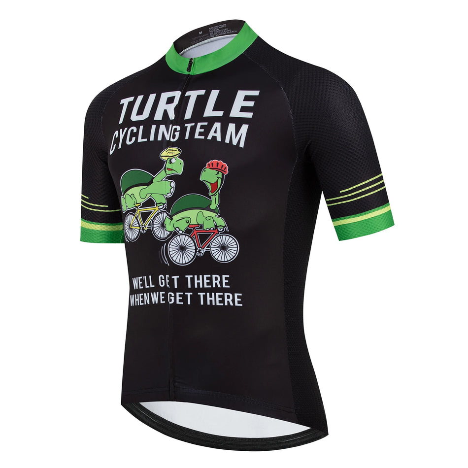 Cartoon Pattern Turtle Print Cycling Jersey Adult Men's Short Sleeve Bike Riding Clothing Team Customizable Apparel