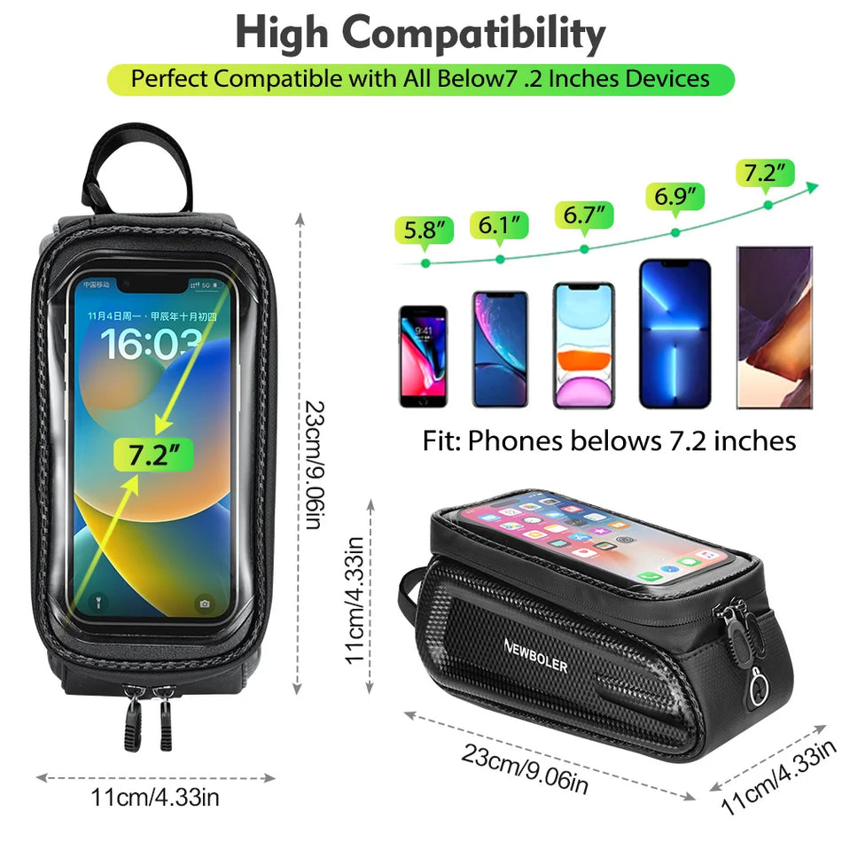 NEWBOLER Bike Bag 2L Frame Front Tube Cycling Bag Bicycle Waterproof