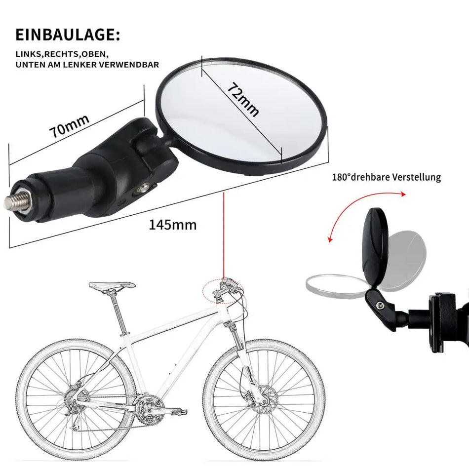 DOMEN Bicycle Rearview Mirror Bicycle Bar End Mirror 360° Rotating