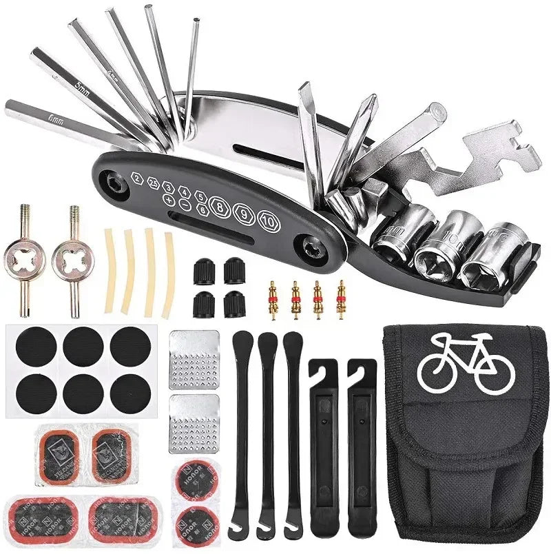 Bicycle Repair Tools Kit, Bike Accessories, Multi Tool Set with Pump