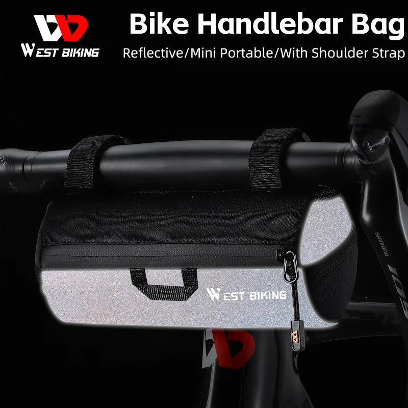 WEST BIKING Bike Handlebar Bag Portable Reflective Shoulder Bag For