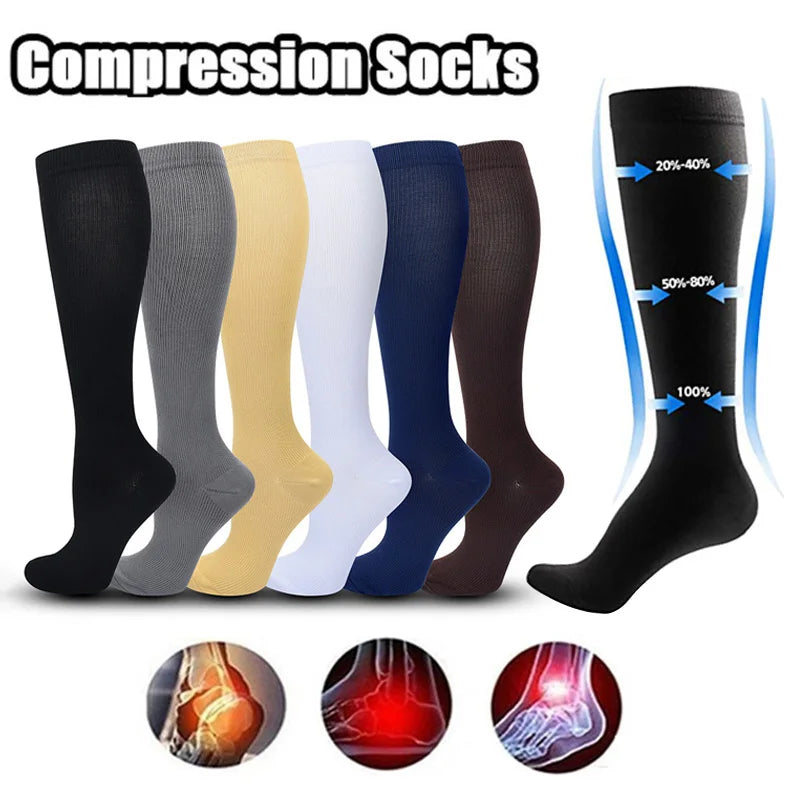 1 Pair Women's & Men's Compression Socks 15-20 mmHg Knee High Stocking