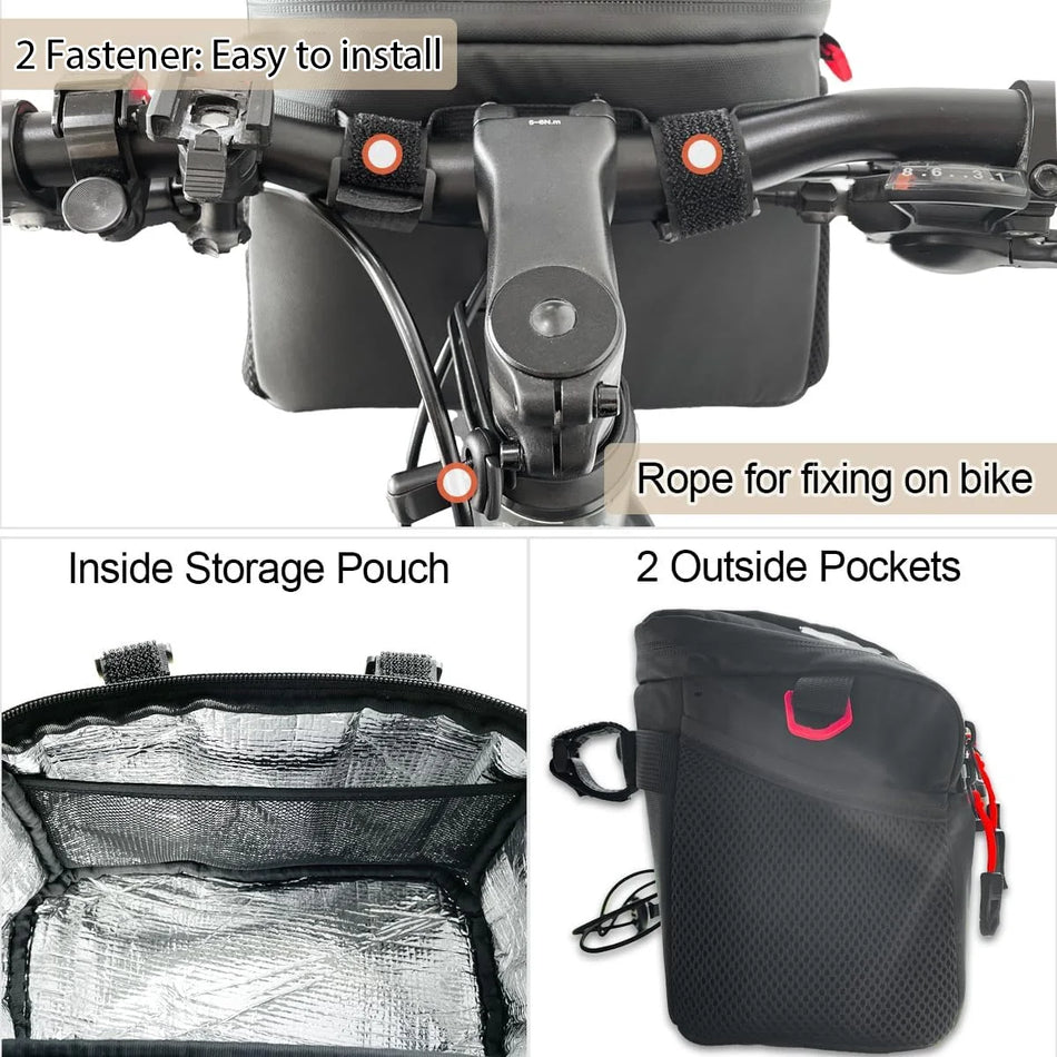 Toptrek 4L Bicycle Handlebar Bag Large Capacity Insulated Car Storage