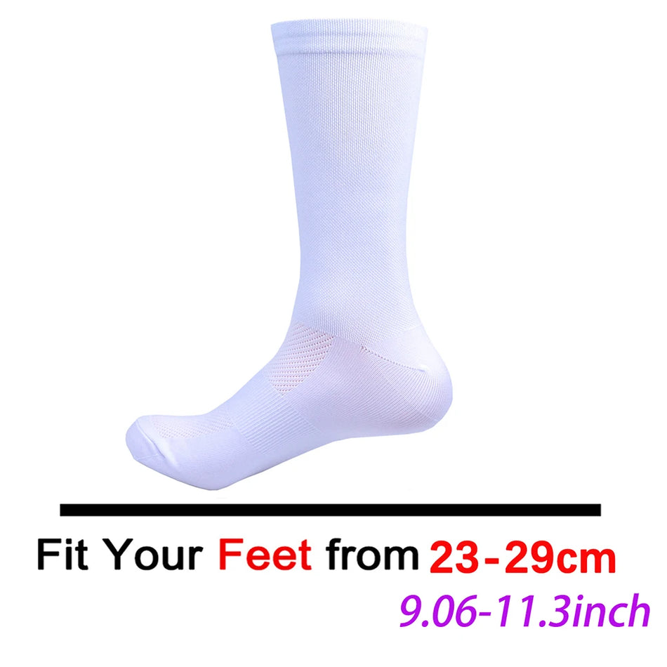 New White UAE Team INEOS Cycling Socks Non Slip Soccer Socks Cushioned