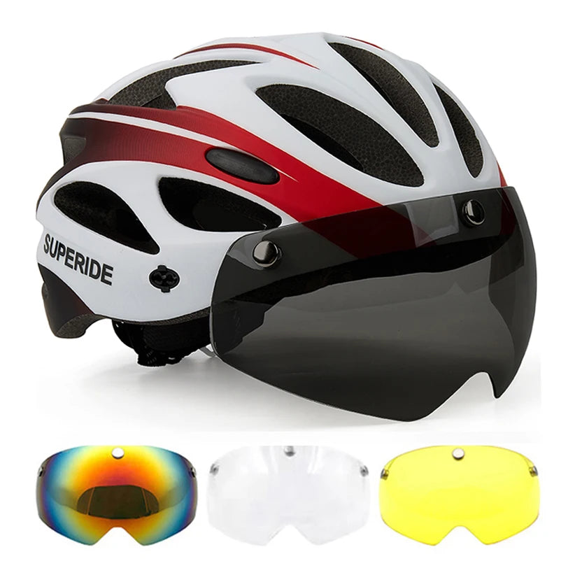 SUPERIDE Men Women Cycling Helmet with Goggles & Sun Visor Ultralight