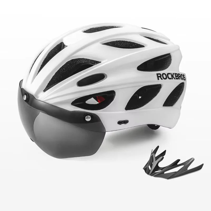 Cycling Helmet Men Women Bicycle Helmet Goggles Safety Headwear Visor Lens Ultralight MTB Road 58-65Cm Bike Helmets