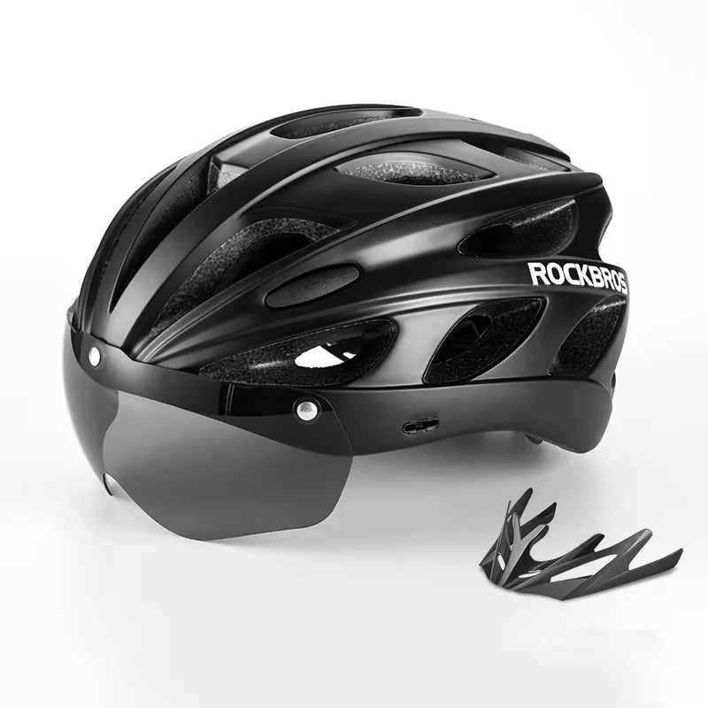 Cycling Helmet Men Women Bicycle Helmet Goggles Safety Headwear Visor Lens Ultralight MTB Road 58-65Cm Bike Helmets