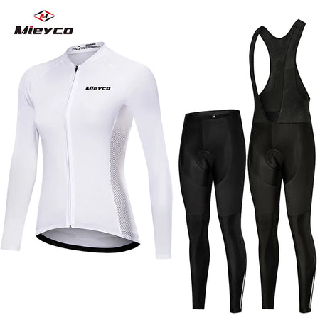 White Autumn Cycling Sweatshirt Set Women'S Long Sleeve Shirt MTB Jersey Womens Cycling Clothing Bicycle Maillot Ciclismo