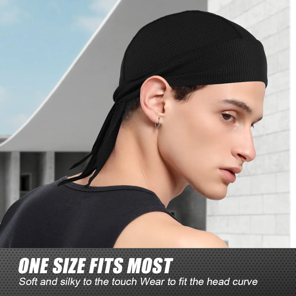 Quick-Drying Bandana Doo Rags Caps Summer Breathable Cycling Sport Running Helmet Liner Beanies Durags Pirate Hat Head Wrap Men