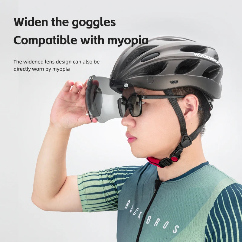 Cycling Helmet Men Women Bicycle Helmet Goggles Safety Headwear Visor Lens Ultralight MTB Road 58-65Cm Bike Helmets