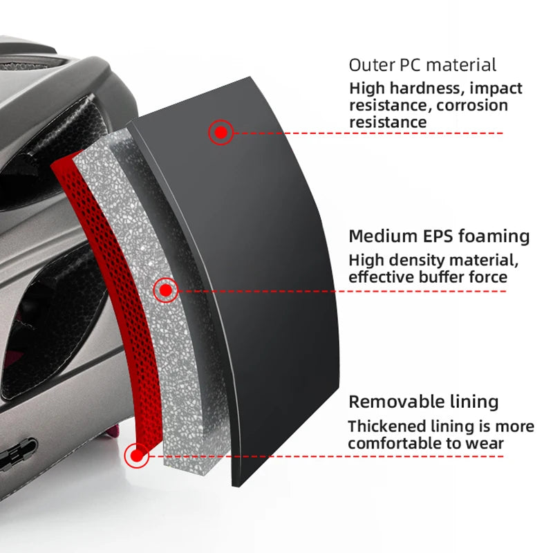 Cycling Helmet Men Women Bicycle Helmet Goggles Safety Headwear Visor Lens Ultralight MTB Road 58-65Cm Bike Helmets