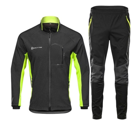 Image of Winter Warm Fleece Riding Jacket And Pant Windproof