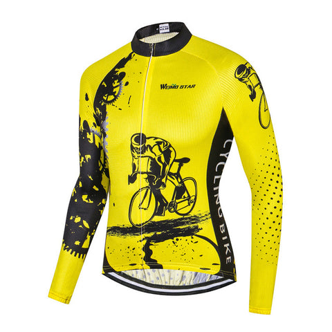 Image of Yellow Long Sleeve Cycling Jersey