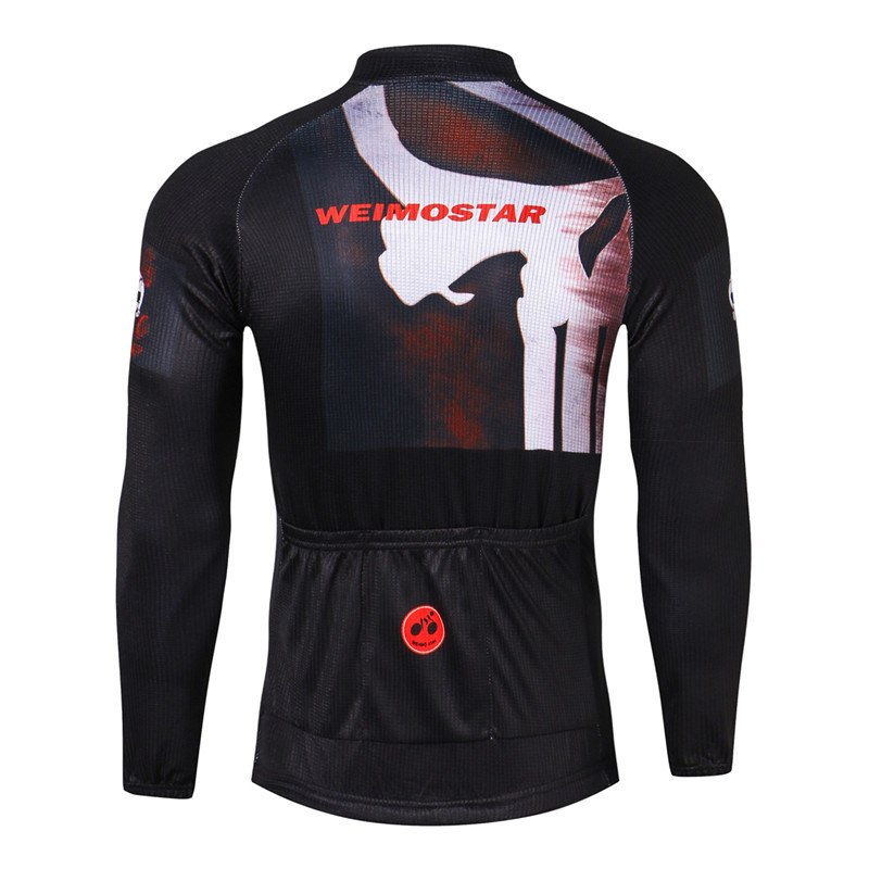 White Skull Long Sleeve Cycling Jersey