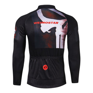 White Skull Long Sleeve Cycling Jersey