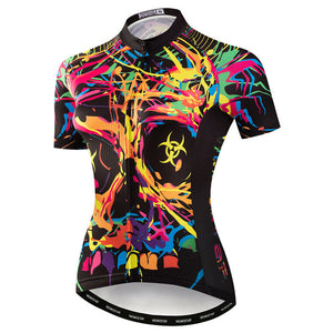 Colorful  Skull Cycling Jersey For Women