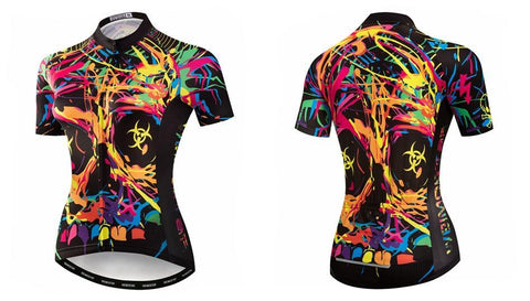 Image of Colorful  Skull Cycling Jersey For Women