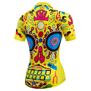 Yellow Skull Cycling Jersey for Women