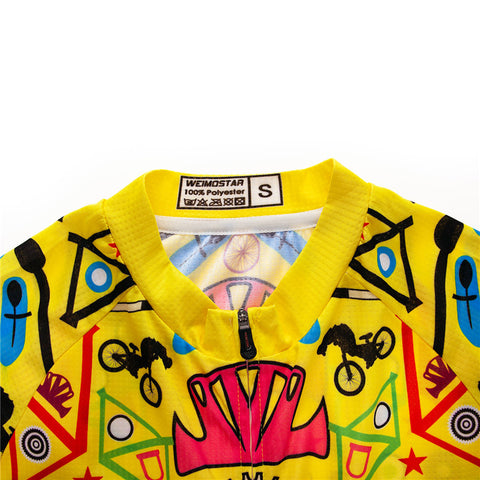 Image of Yellow Skull Cycling Jersey for Women