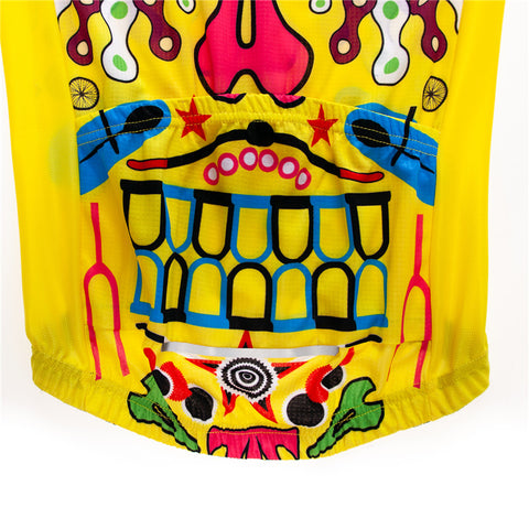 Image of Yellow Skull Cycling Jersey for Women
