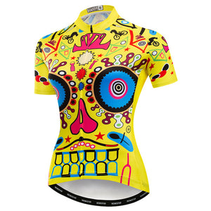 Yellow Skull Cycling Jersey for Women