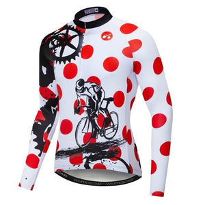 Red Dots Long Sleeve Cycling Jersey